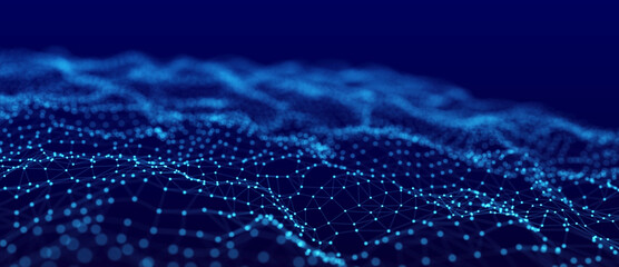 Modern design of network connection structure. Abstract background with interlacing dots and lines. 3D rendering.