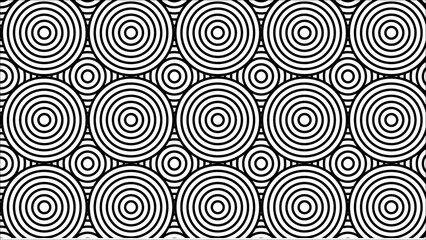 Black and white overlapping repeating circles background. Japanese style circles seamless pattern.
