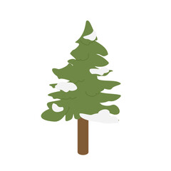 Pink tree vector. Evergreen winter forest illustraton