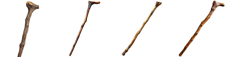 Walking cane – A support tool often used by elderly individuals when walking. Isolated on Clear White Background Highly Detailed