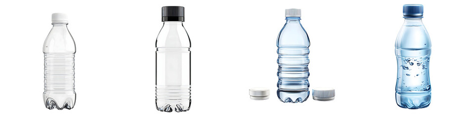 Water bottle – A bottle used for drinking water essential for hydration and health. Isolated on Clear White Background Highly Detailed
