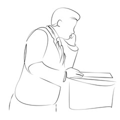 One continuous line drawing on white isolated background. Minimalism linear illustration. report, businessman, business, presentation, office, professional, datum, chart, graph, performance