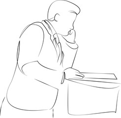 One continuous line drawing on white isolated background. Minimalism linear illustration. report, businessman, business, presentation, office, professional, datum, chart, graph, performance