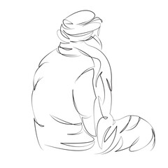 One continuous line drawing on white isolated background. Minimalism linear illustration. person, bedouin, desert, arab, traditional, man, culture, arabian, sand, ethnic