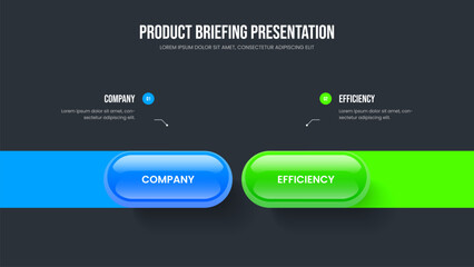Modern Proposal Presentation Layout Vector Illustration. Project Plan 2 Option Diagram Slide Template. Sales Introduction Two Element Infographic Frame Design.