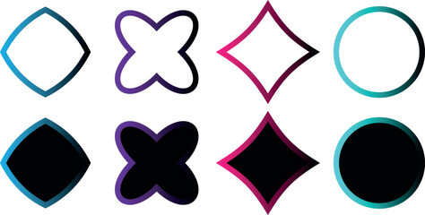 Abstract Polygonal Line Art Icons and Vector – Vector Circle of Quadrangle, Pentagon, Hexagon & Octagon Shapes for Modern Graphic, UI, and Gradiant Branding Design