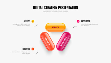 Service Plan 3 Option Diagram Frame Design. Investor Profile Slideshow Layout Vector Illustration. Visual Briefing Three Element Infographic Presentation Template.
