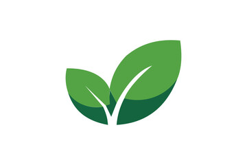 Modern Green Leaf Eco Logo Design on White Background. Resize and editable, EPS 10.