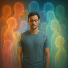 Exploring the inner world of a highly sensitive person amidst colorful silhouettes