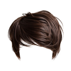Obraz premium Brown Hair Wig With Bangs isolated on a transparent background