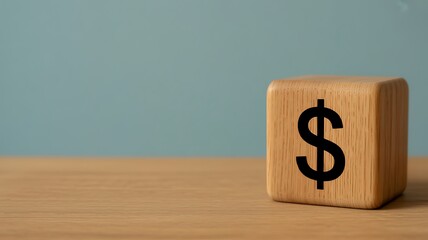 A single wooden cube imprinted with a dollar symbol, representing the fundamental building block of business and finance