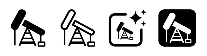 Oil well icon and oil industry sign vector illustration showing oil production symbol in transparent PNG design for energy, fuel, and petroleum concepts