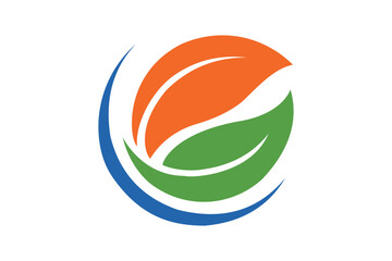 Modern Eco Energy Leaf Logo Design in Indian Flag Colors on White Background. Resize and editable, EPS 10.