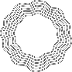 Circular formation resembling floral geometry with layered line-based contour repetition.