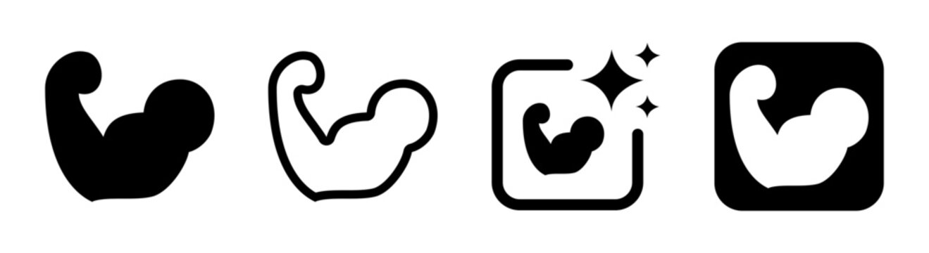 Bicep icon and fitness gym symbol vector illustration showing workout exercise sign in transparent PNG design for bodybuilding and health concepts