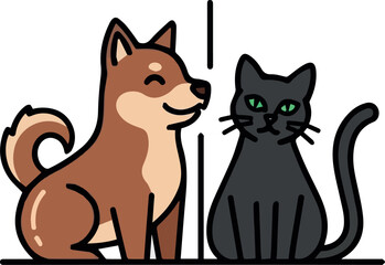 Create Dog And Cat Icons on white Background.