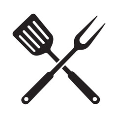Fototapeta premium bbq grilling tools set with fork tongs and meat Vector illustration