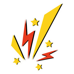 Comic flash explosion with stars and lightning bolts graphic