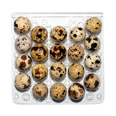 Quail eggs are a dietary food product.Quail eggs background.Quail eggs in a package.Quail eggs.