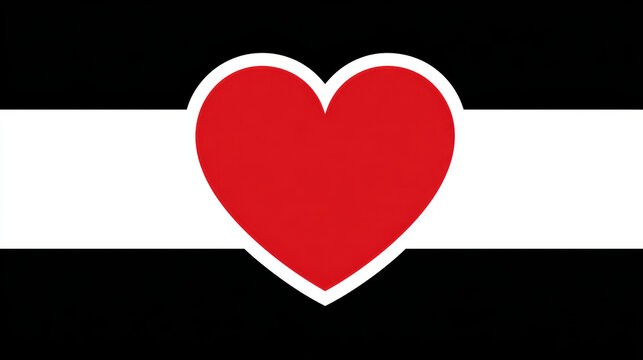 Twink pride flag featuring prominent red heart on black and white horizontal stripes. symbol of love, community, identity, and support within gay subculture