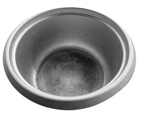 Scratched and Damaged Metal Cooking rice cooker Pot Isolated on transparent white Background, png. 