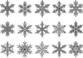 Snowflake silhouette vector illustration, winter decoration artwork, festive holiday design, seasonal ornament graphic, geometric ice crystal pattern, cad drawing flat vector illustration