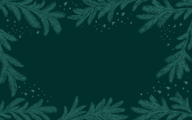 Obraz premium Green Christmas background with fir branches. 