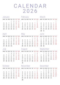 Calendar 2026