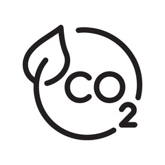 Carbon Neutral CO2 Reduction Icon with Leaf
