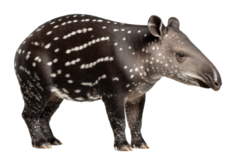 Playful tapir in natural habitat wildlife forest isolated on transparent background