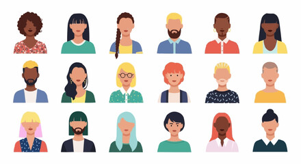 Diverse group of people portraits representing various ethnicities and genders.