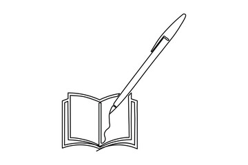 Creative one line pen sketch white background