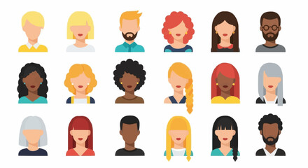 Diverse Group of People Avatars Representing Different Individuals.