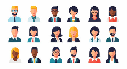 Diverse Group of Professional Business People Avatars.