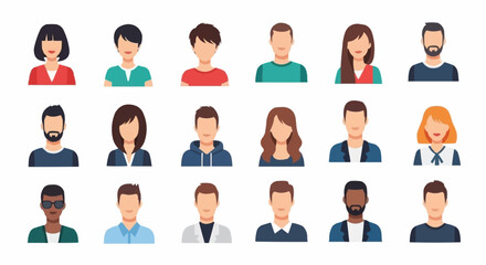Diverse collection of user profile avatars and people icons.