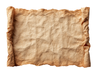 Ancient scroll unfurled historical site rustic isolated on transparent background