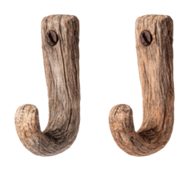 Rustic wooden hooks for home organization interior rustic style isolated on transparent background
