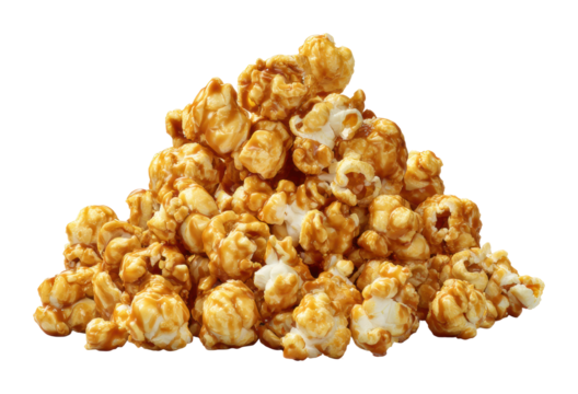 Delicious caramel popcorn treats kitchen food isolated on transparent background