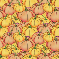 Pumpkin seamless pattern for autumn holiday