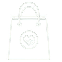 Shopping Bag Icon with Heart and Check Mark illustration