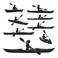 Water Sport Activity Female Canoeist Vector Illustration