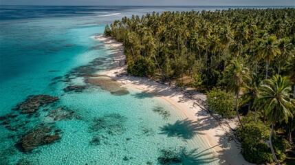 Aerial view of a beautiful beach with crystal clear waters