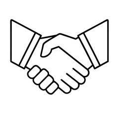 Symbol of two hands shaking firmly in agreement and partnership isolated on white background