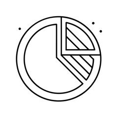 Stylized black and white outline of a pie chart graphic with distinct segments isolated on white background