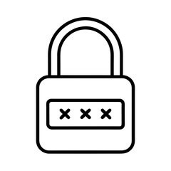 A white padlock icon with three xs representing a password input field isolated on white background