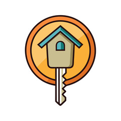 Creative illustration of a house shaped key symbolizing home ownership and security isolated on white background