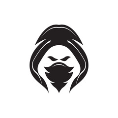 Ninja warrior icon. Simple black ninja head logo illustration design