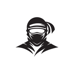 Ninja warrior icon. Simple black ninja head logo illustration design
