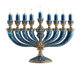 Hanukkah celebration menorah display home decorative cozy ambiance isolated on transparent background
