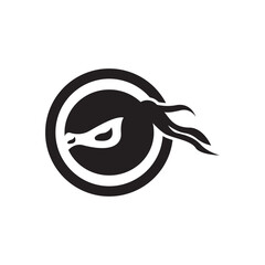 Ninja warrior icon. Simple black ninja head logo illustration design